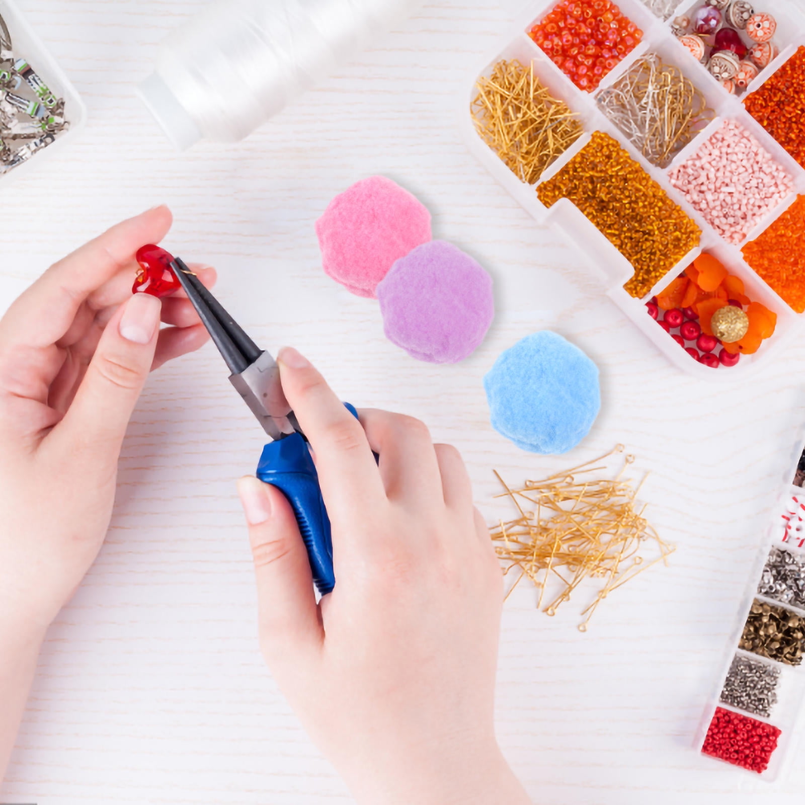 FRCOLOR  100 Pcs Crafting Fluffy Balls Clothing Pom Poms Large Blue Colorful
