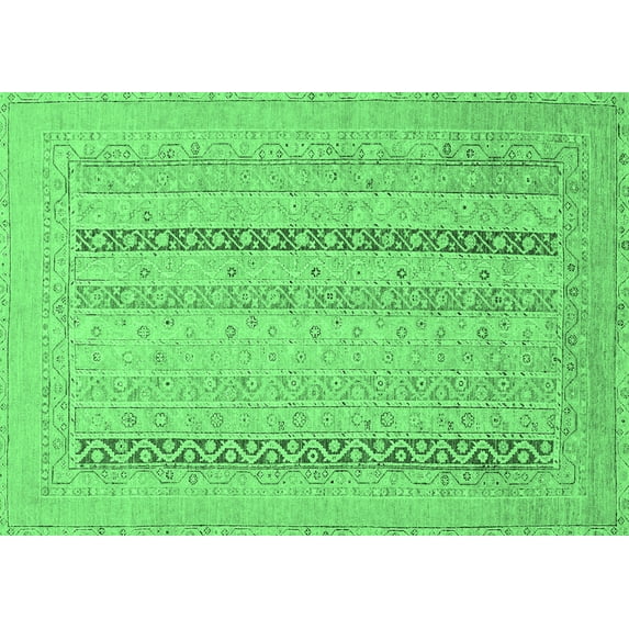 Ahgly Company Indoor Rectangle Abstract Emerald Green Modern Area Rugs, 5' x 7'