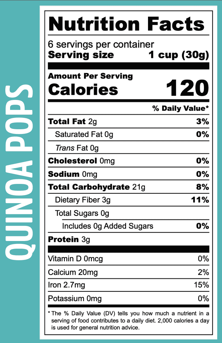 La Purita Quinoa Pops, 6.35 oz, Puffed Quinua, Gluten-Free Cereal, Vegan, Superfood (180g)