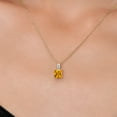 thumbnail image 3 of Gem Stone King 14K Yellow Gold Yellow Citrine and White Lab Grown Diamond Pendant Necklace for Women | 1.15 Cttw | Gemstone November Birthstone | Princess 6MM | With 18 inch Chain, 3 of 6