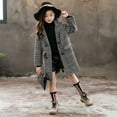thumbnail image 4 of 2021 New Spring Autumn Fashion Plaid Woolen Coat Hooded Jacket Winter Warm Overcoat Teens Girls Houndstooth Wool Coat for Girls, 4 of 6