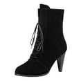 thumbnail image 1 of B91xZ Bottines pour Femmes Talon Bas Élastique Plateforme Semelle Crantée à Enfiler, Noir 7.5, 1 of 5