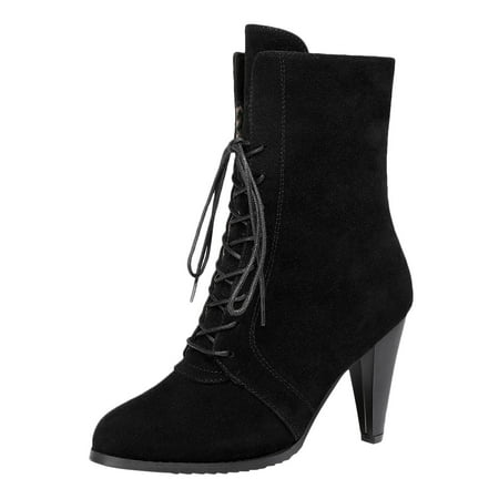 

ZIZOCWA Penny Loafers For Women Boots Heels For Women Women Heeled Lace Up Slouchy High Heel Boots Mid Boots Casual Shoes Short Boots Women Booties And Boots Tan