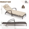 thumbnail image 2 of Bingirl Outdoor Chaise Lounge Chairs Set of 2 Patio Rattan Reclining Chair with 5-Position Adjustable Backrest All-Weather Pool Sunbathing Recliners with Rolling Wheels for Outside - Brown and Beige, 2 of 7