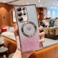 thumbnail image 3 of Magnetic Case for Samsung Galaxy S23 Ultra Luxury Plating Bling Gradient Glitter Cute Heart Cover Compatible with MagSafe Soft Clear Shockproof Protective Case for S23 Ultra 5g 6.8" (Pink), 3 of 12