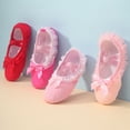 thumbnail image 4 of Girls' lace ballet shoes Children's dance shoes with soft soles adult training cat claw shoes yoga shoes Ballet slippers pink (Twill lace meat pink,34), 4 of 6