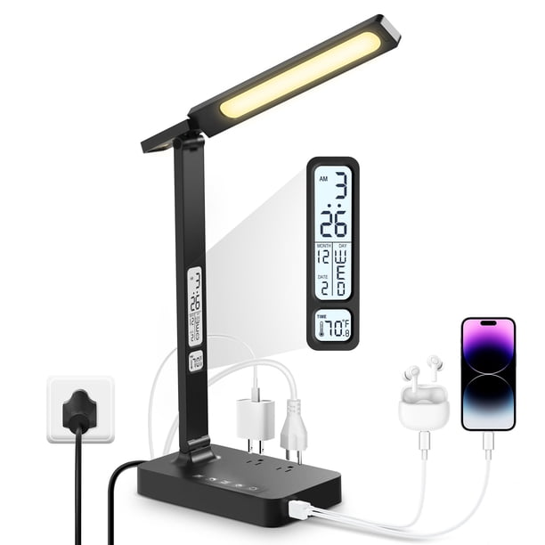 Lámpara de escritorio Infiway LED que cuida la vista, lámpara de mesa inteligente con puerto USB