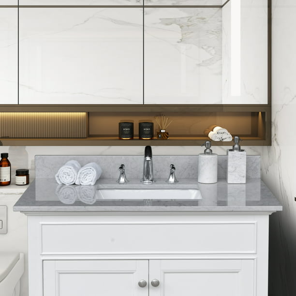 Bathroom Stone Vanity Calacatta Gray, 21 Inch Bathroom Vanity Sink Dimensions