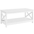 thumbnail image 2 of Yaheetech Table Basse Moderne à 2 Niveaux avec Tablette de Rangement pour Salon, Blanc, 2 of 7