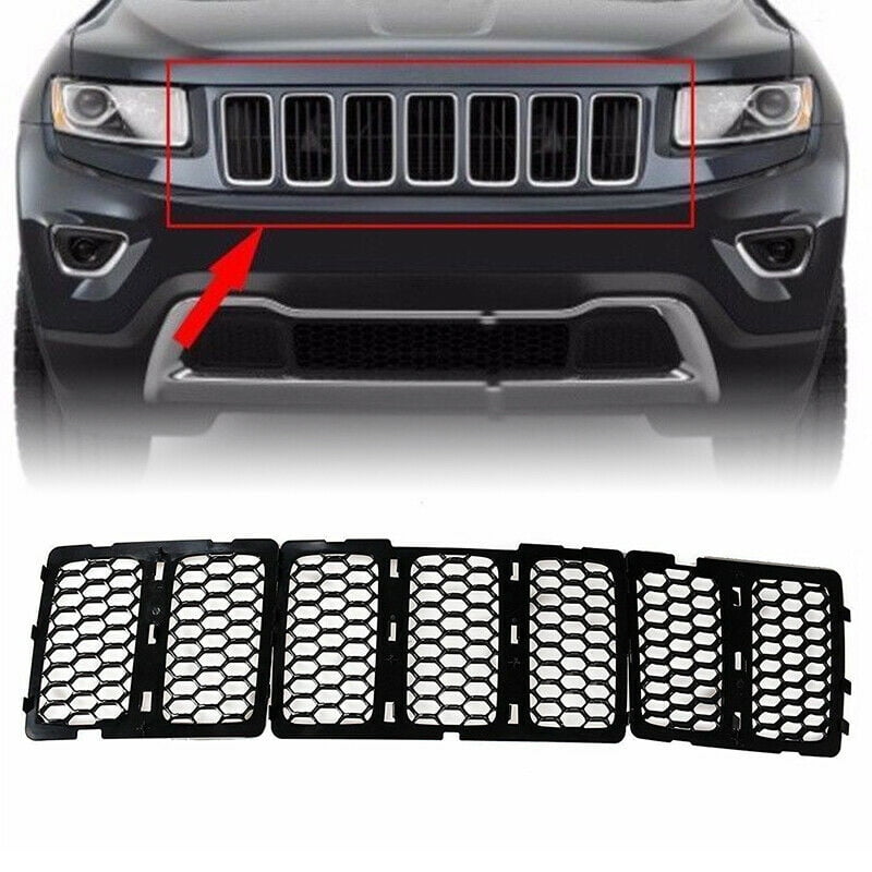 Set Of Black Mesh Grille Insert Front Grill Cover Fit For Jeep Grand