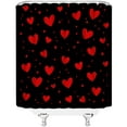 thumbnail image 4 of Valentine''s Day Shower Curtain Black Red Heart Polka Dot Sweet Romantic Love Creative Bathroom Curtains Decor Fabric Set Include Hooks,(70" WX70 H), 4 of 4