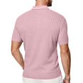 thumbnail image 4 of Dwelliawo Men's Polo Shirts Short Sleeve Casual Dress Shirts Textured Knit Polo Collared Golf Shirts Fashion Tops Pink S, 4 of 4