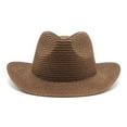 thumbnail image 4 of Women Men Summer Western Cowboy Hat Shapeable Straw Hat Hollowed Out Sun Hat, 4 of 4
