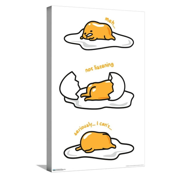 Gudetama - Not Listening Canvas Wall Poster, 14.725" x 22.375"