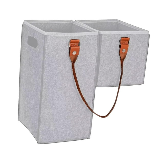 Cesta de almacenamiento de escalera de fieltro, plegable, lavable, multifuncional, portátil, cómoda y ligera, de 17,5 x 9,4 x 17 pulgadas, con asas. Gris claro