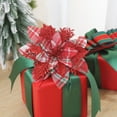 thumbnail image 6 of 5-Piece Set Woven Fabric Christmas Flowers for Wreath Ornaments and Tree Decor(Red), 6 of 6