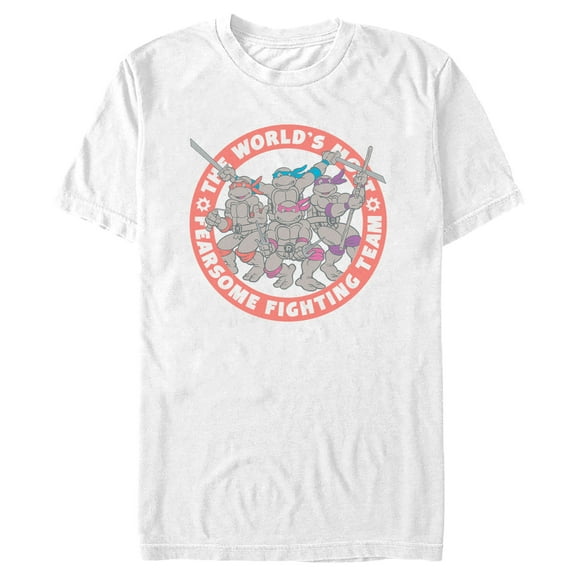 Men's Teenage Mutant Ninja Turtles Fearsome Fighting Team Badge  Graphic Tee White Small