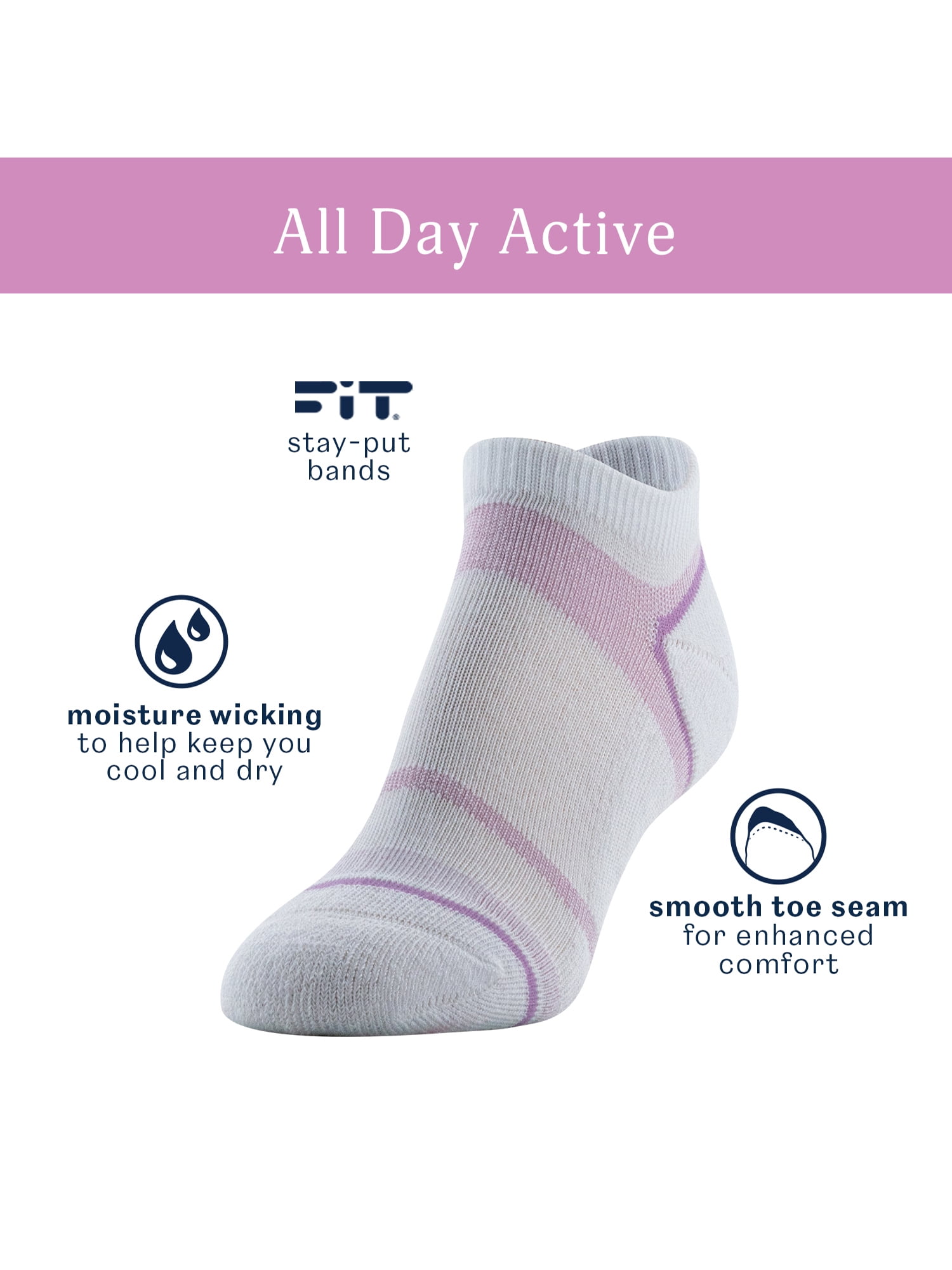 Peds Women's All Day Active No Show Half Cushion Socks, 6 Pairs