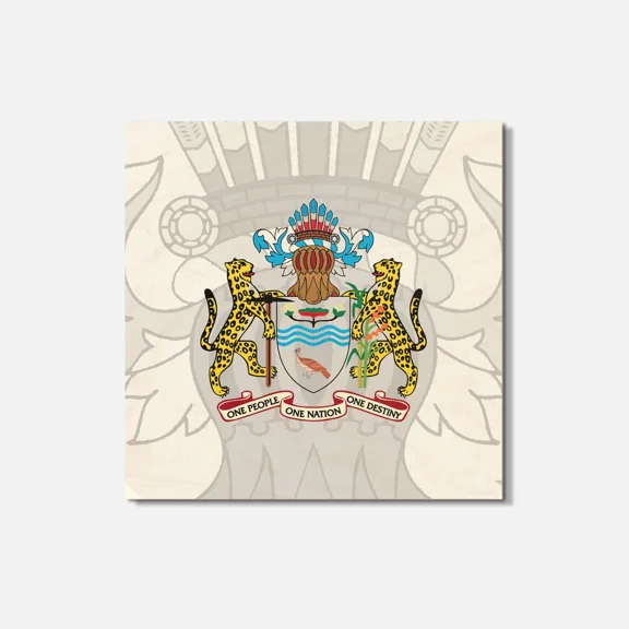 Guyana Coat Of Arms 4'' X 4'' Square Wooden Coaster