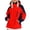 Red, variant on Womens Color Block Hooded Outdoor Ski Jacket Adjustable Drawstring Multi-Pocket Windproof Waterproof Hiking Coat Long Sleeve Functional Outerwear for Snowboarding Travel Camping Black L