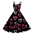 thumbnail image 2 of LWavelet 2026 Valentine's Whimsical Valentine Sundress, Spaghetti Strap Heart Print Flared Swing Skirt Outfit Pink S, 2 of 4