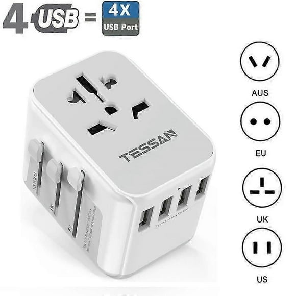TESSAN Universal Travel Adapter with USB and Type C Ports