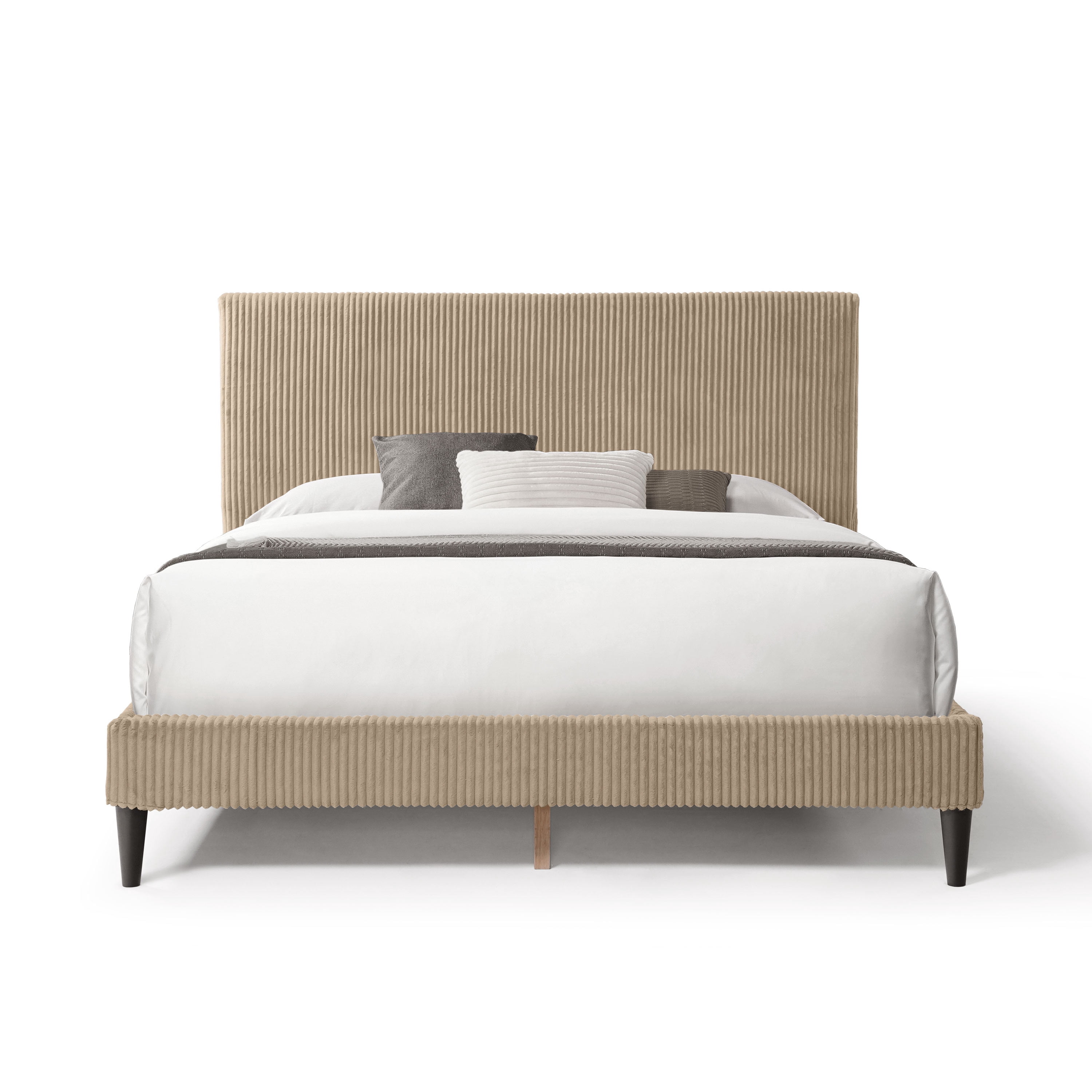 Furniture of America Colly Adult Queen Chenille Fabric Upholstered Platform Bed, Brown