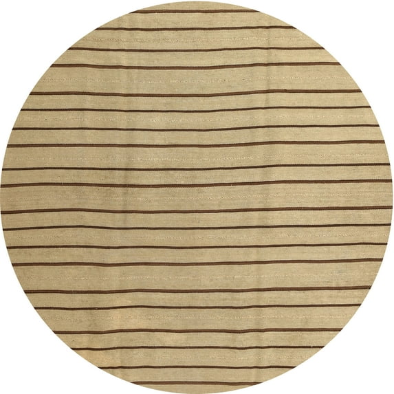 Ahgly Company Machine Washable Indoor Round Contemporary Copper Brown Area Rugs, 5' Round