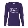 thumbnail image 2 of Wild Bobby Plot Twist He Lives Luke 24:23 Inspirational/Christian Women Graphic Long Sleeve Tee, Purple, Large, 2 of 5