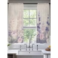 thumbnail image 2 of Watercolor Lavender Sheer Curtains 63 Inch Length 2 Panels Set, Country Spring Field Leaf Wildflower Voile Window Treatment Rod Pocket Curtains Sheers Drapes for Bedroom/Living Room/Kitchen 52x"63"x2, 2 of 7