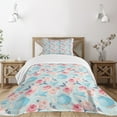 thumbnail image 3 of Ambesonne Vintage Quilted Bedspread Set 2 Pcs, Flowers Roses Teapot, Twin Size, Pale Blue Pale Pink, 3 of 6