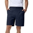 thumbnail image 3 of Pdbokew Men's Cargo Stretch Short 6 Pockets Include 2 Zipper Pocket Comfortable Elastic Waist Causal Work Shorts Golf Hiking Short Navy 38, 3 of 9