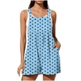 thumbnail image 6 of Overall Romper Shorts for Women with Pockets Adjustable Strap Summer Loose One Piece Short Bibs Jumpsuits (XL, Sky Blue|Polka Dots), 6 of 8