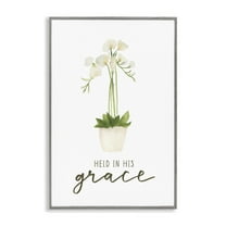 Stupell Industries Held In His Grace Botanical & Floral Painting Gray Framed Art Print Wall Art, 16 x 24