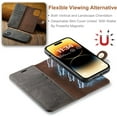thumbnail image 3 of Magnetic Detachable Wallet Stand Leather Phone Case for iPhone 14 13 12 11 Pro Max Plus Mini, Business Coin Purse Shell, Unique Card Holder Back Cover(Brown,14 Plus), 3 of 8