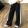 thumbnail image 6 of Kids Side White Stripe Wide Leg Sweatpants Elastic Waist Loose Casual Track Pants With Pockets For Boys And Girls, 6 of 9