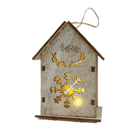 

✪ Christmas Decoration Luminous Wooden House Xmas Tree Hanging Pendant Ornaments