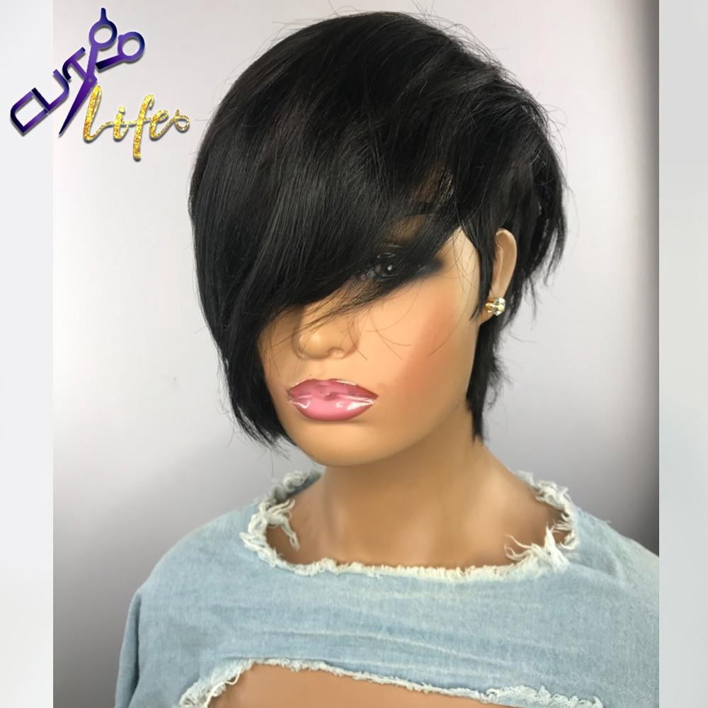 Bob Pixie Human Hair Wig With Bang