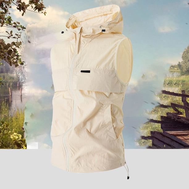 Ceisia UV Protection Men's Loose Fit Hooded Lightweight Quick-Dry Sun Vest Gift