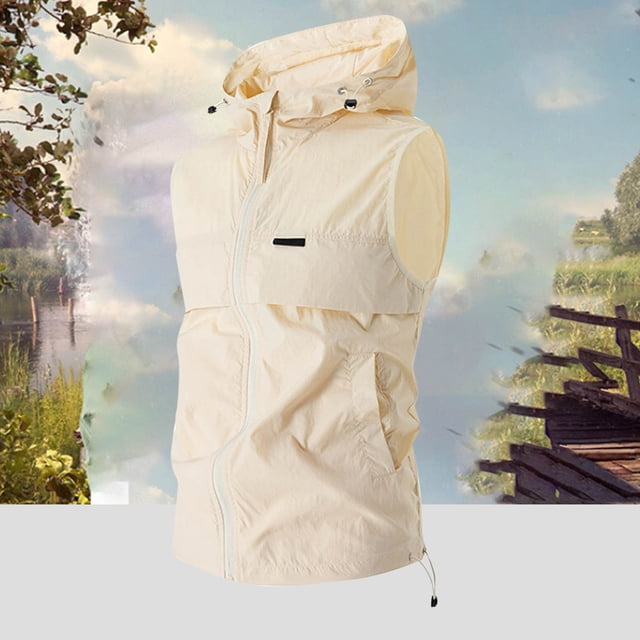 Ceisia UV Protection Men's Loose Fit Hooded Lightweight Quick-Dry Sun Vest Gift