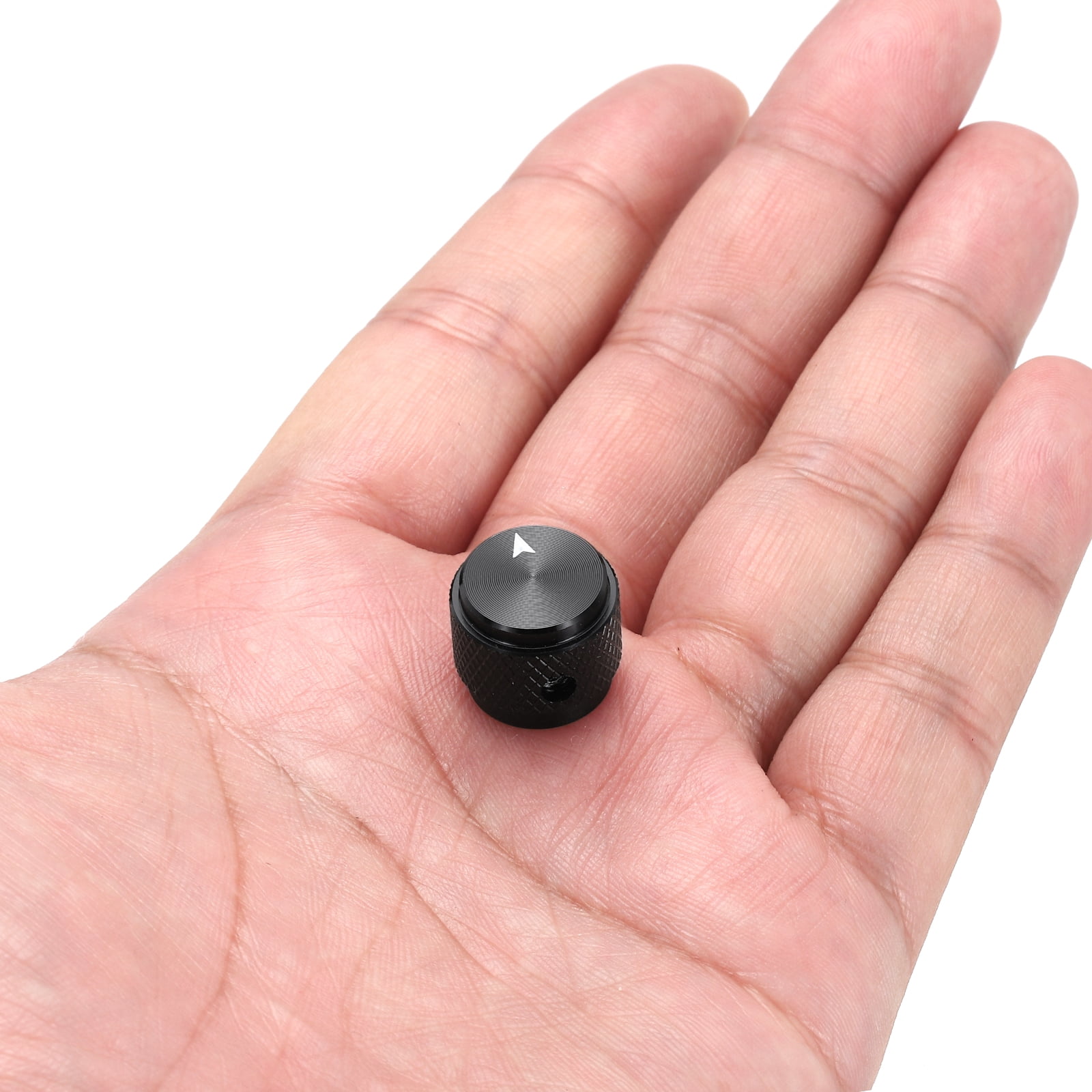 Uxcell 8 Pcs Aluminium Potentiometer Knobs, 1/4"(6mm) IDx5/8"(15mm) ODx1/2"(13mm) Height Universal Volume Tone Control Knobs for Guitar, Bass, Arrow Indicator, Black