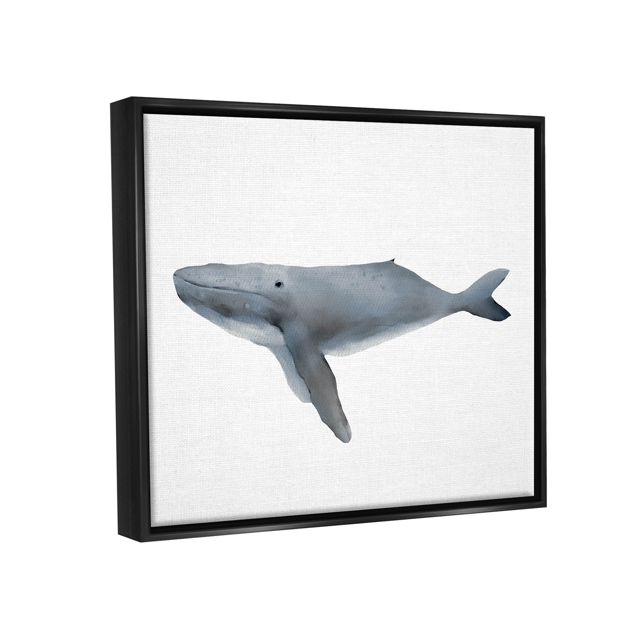 Stupell Industries Marine Whale Casual Sea Life Graphic Art Jet Black Floating Framed Canvas Print Wall Art, Design by Leah Straatsma