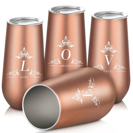 Stainless Steel Wine Cellar - Wine Glasses - Uarter 4 Pack 6 oz Stainless Steel Wine Glasses Stemless Cups with Lids Double Vacuum Insulated Wine Tumblers