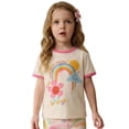 thumbnail image 2 of Hienoo Toddler Girls Rainbow Print Short Sleeve T-Shirt Summer Round Neck T Shirt Kids Tee, 2 of 7