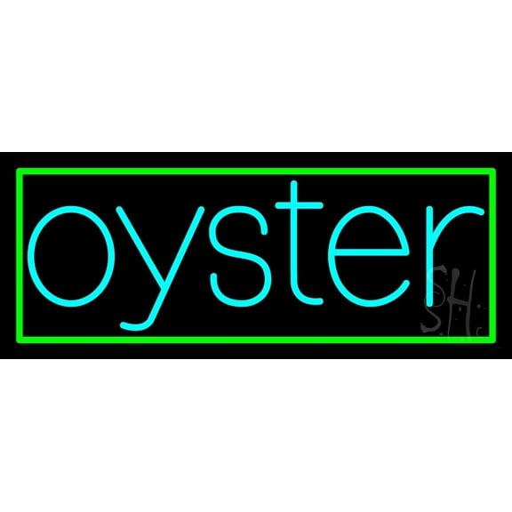 Oysters Turquoise 1 LED Neon Sign 13" Tall x 32" Wide - inches Black Square Cut Acrylic Backing, with Dimmer - Premium built indoor Sign for Club, Home décor, Event, Workshop, Storefront.