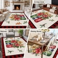 thumbnail image 5 of Christmas Poinsettia Area Rugs 6'x9', Washable Small Throw Rugs for Kitchen Dining room, Winter Xmas Pin Cone Needles Plaid Indoor Outdoor Rug Non-Slip Low Pile Carpet Runner Reversible Floor Mats, 5 of 8