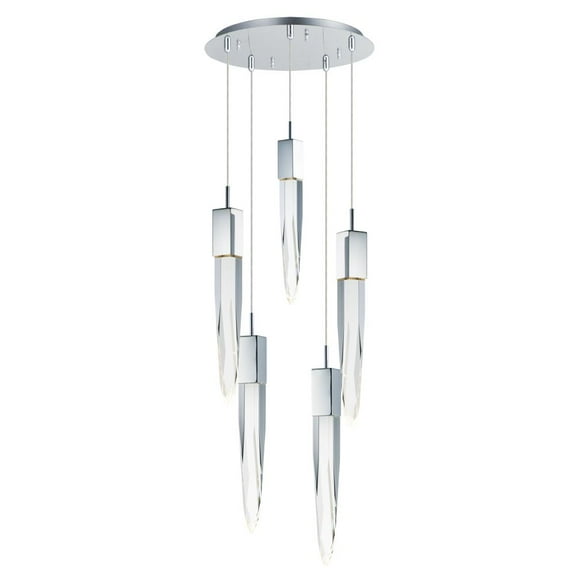 E31244-20PC ET2 Lighting Quartz-30W 5 LED Pendant-15.75 Inches wide by 21 inches high-Polished Chrome Finish