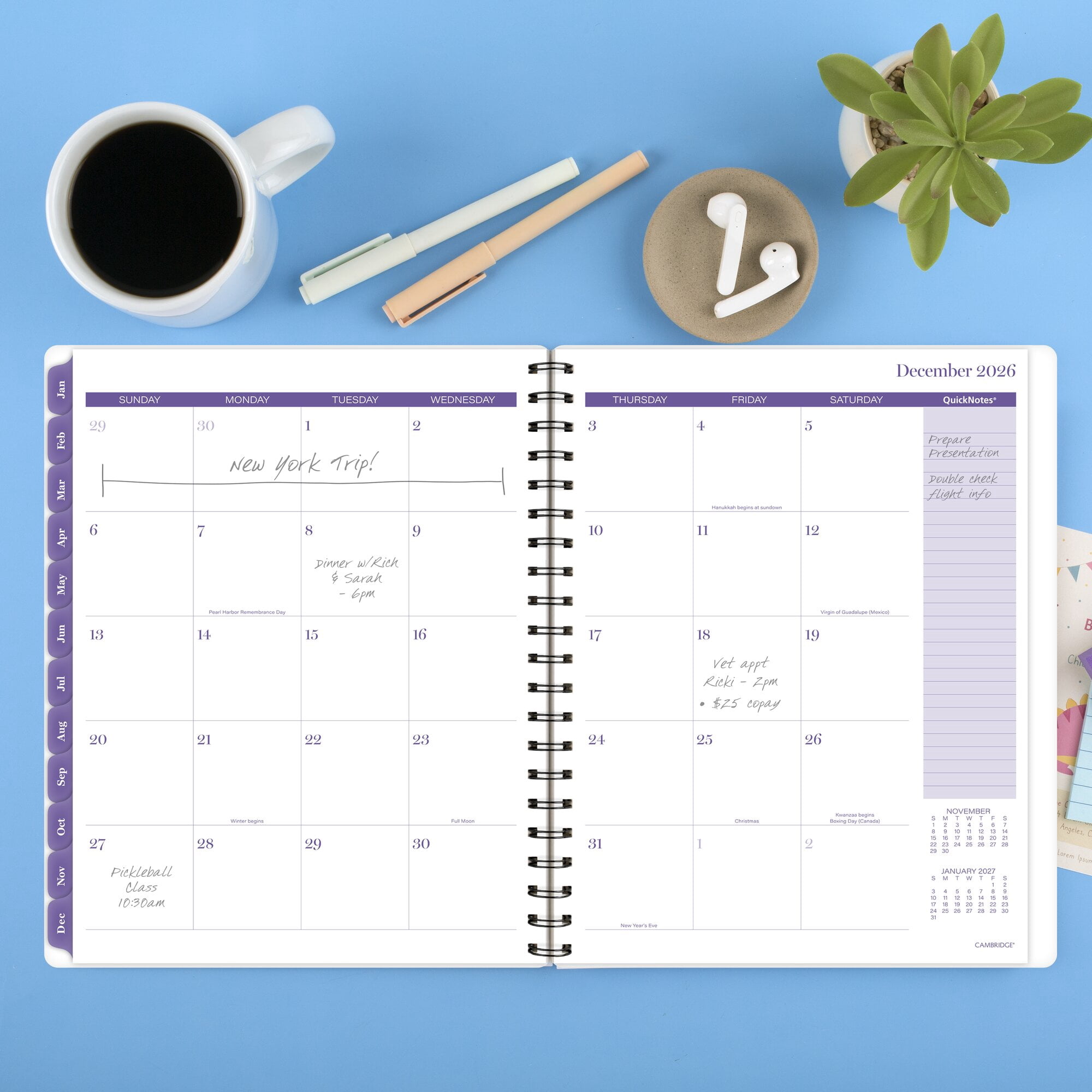 Cambridge Mariah 2026 Weekly Monthly Planner Large 8 12 x 11 - Planners