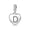 Silver-D, variant on Womens Initial I Heart Shape Clear Crystal Dangle Bead Charm .925 Sterling Silver