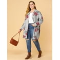thumbnail image 3 of Cárdigan de punto floral Agnes Orinda Frente Abierto 4XL Gris, 3 of 6